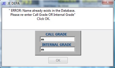 Reenter call and internal grades